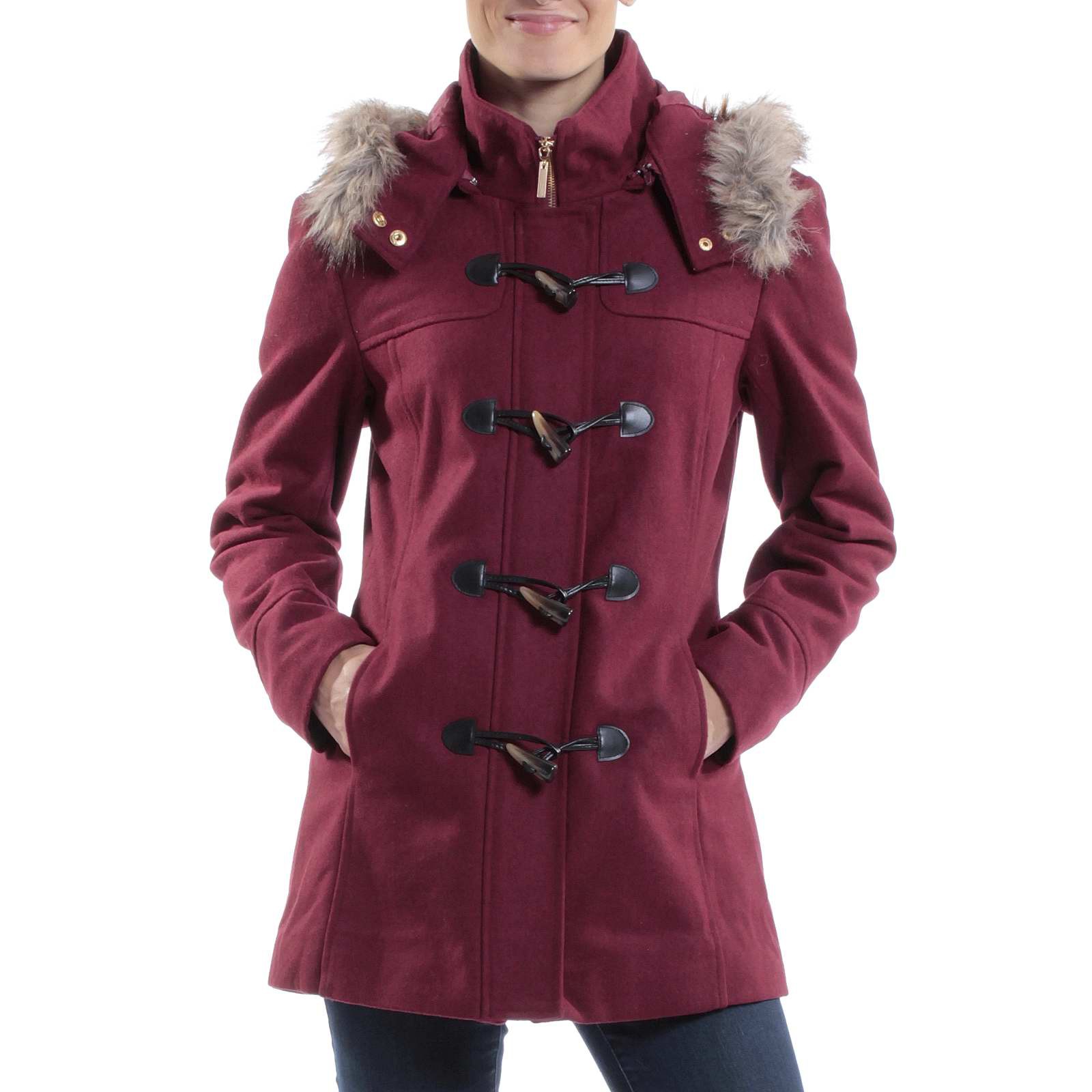 women's wool toggle coat with hood